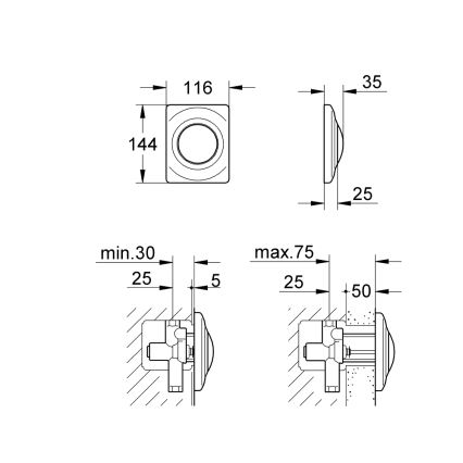 GROHE 37018SH0 - Πλήκτρο χειρισμού SURF 116 × 144 mm λευκό