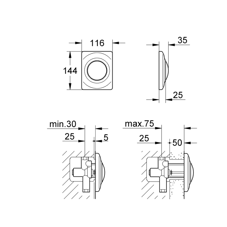 GROHE 37018SH0 - Πλήκτρο χειρισμού SURF 116 × 144 mm λευκό