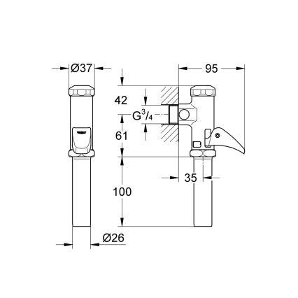GROHE 37139000 - Αυτόματο σύστημα έκπλυσης DAL 34” σε γυαλιστερό χρώμιο
