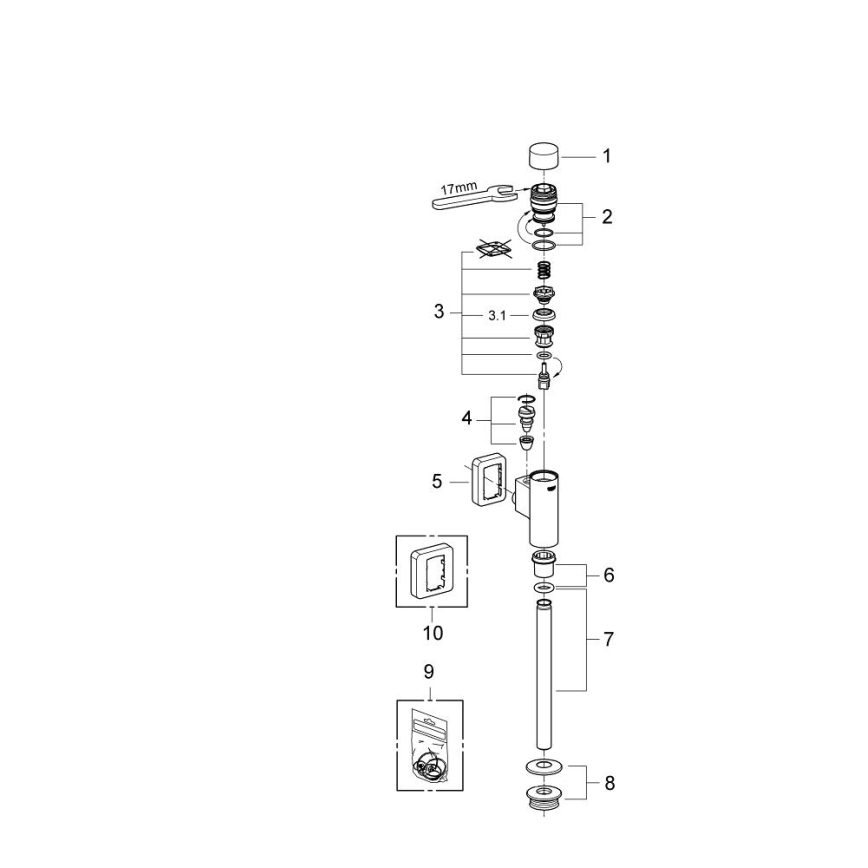 GROHE 37339000 - Βαλβίδα έκπλυσης για ουρητήρα RONDO 12” γυαλιστερό χρώμιο