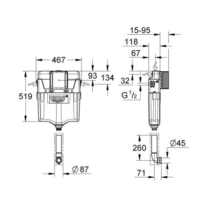 GROHE 38661000 - Καζανάκι έκπλυσης GD 2