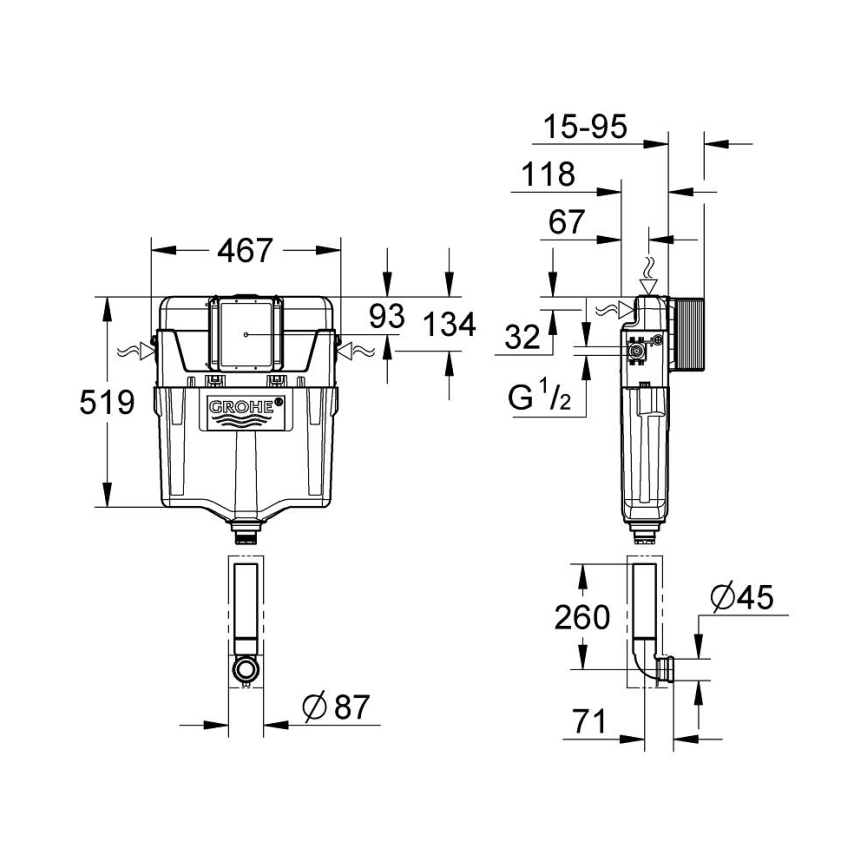 GROHE 38661000 - Καζανάκι έκπλυσης GD 2