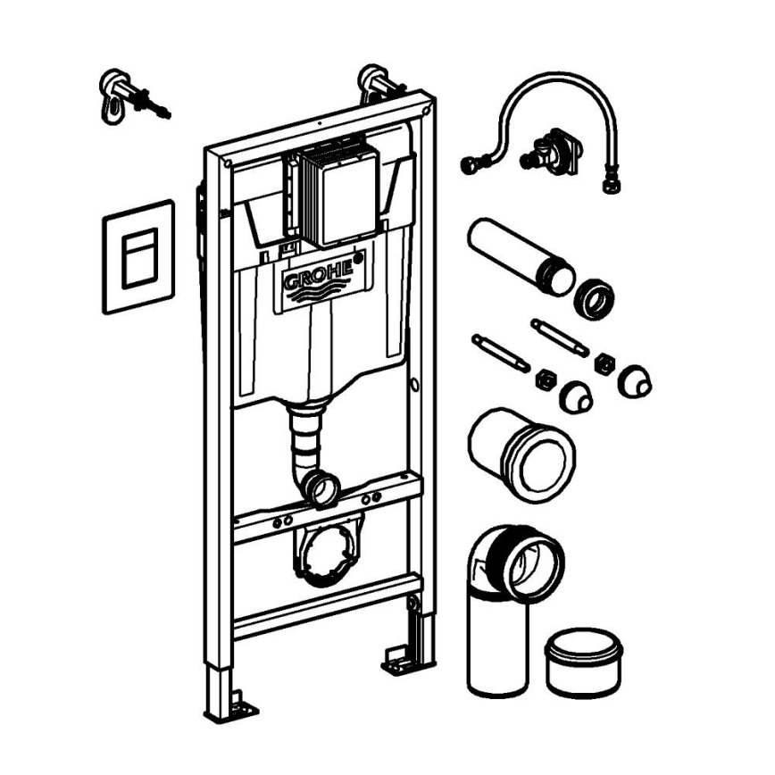 GROHE 38811KF0 - Σετ 3 σε 1 WC SOLIDO 1,13 m μαύρο