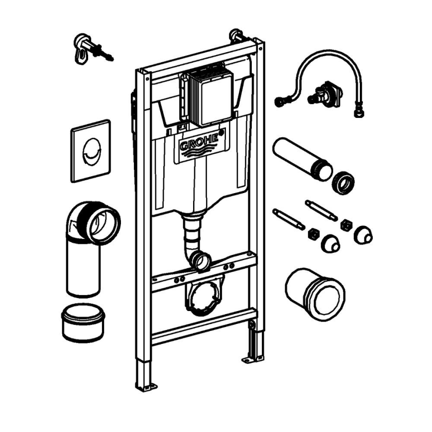 GROHE 38839000 - Σετ 3 σε 1 WC RAPID SL 1,13 m