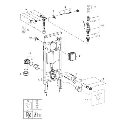 GROHE 38848000 - Εντοιχιζόμενη μονάδα WC RAPID SL 1,13 m