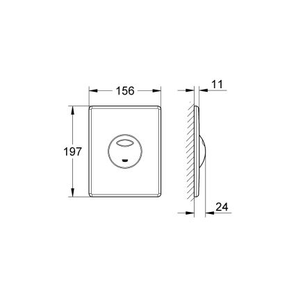 GROHE 38862000 - Πλήκτρο έκπλυσης SKATE 156 × 197 mm γυαλιστερό χρώμιο