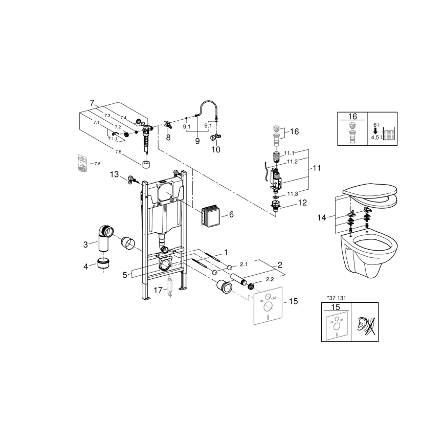 GROHE 39116000 - Σετ 4-σε-1 με κεραμικά SOLIDO COMPACT 1,13 m