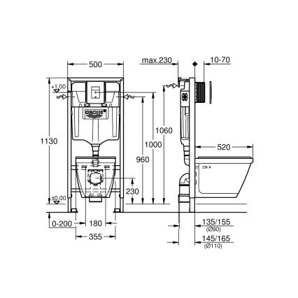 GROHE 39186000 - Σετ 4-σε-1 με κεραμικό SOLIDO COMPACT 1,13 m