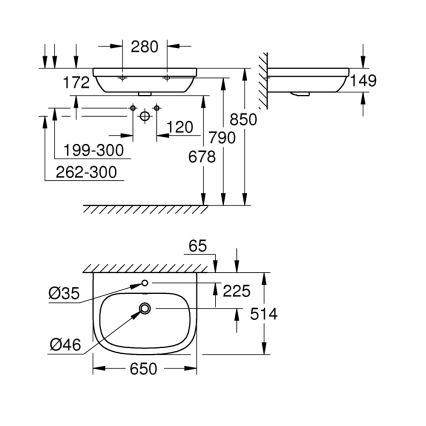 GROHE 39323000 - Νιπτήρας EURO CERAMIC 650 × 514 mm κεραμικό/λευκό