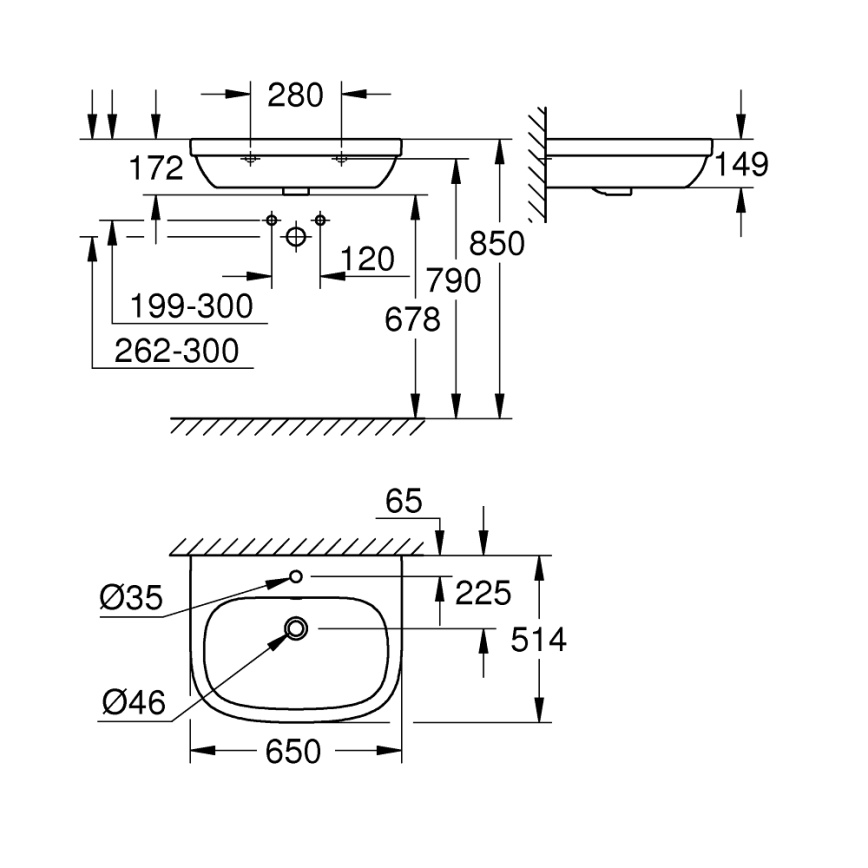 GROHE 39323000 - Νιπτήρας EURO CERAMIC 650 × 514 mm κεραμικό/λευκό
