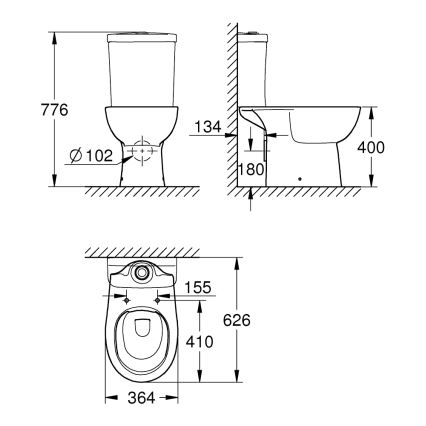 GROHE 39349000 - Νιπτήρας δαπέδου BAU CERAMIC 356 × 600 × 400 mm κεραμικό/λευκό