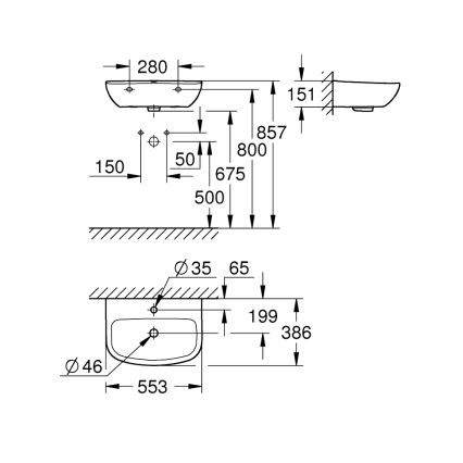GROHE 39440000 - Νιπτήρας BAU CERAMIC 553 × 386 mm κεραμικός/λευκός