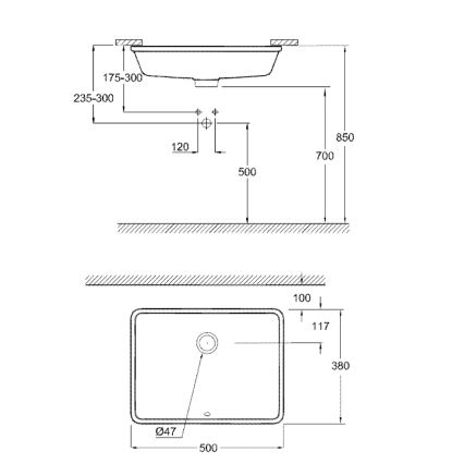 GROHE 3948000H - Νιπτήρας CUBE CERAMIC 492 × 370 mm, κεραμικό/λευκό