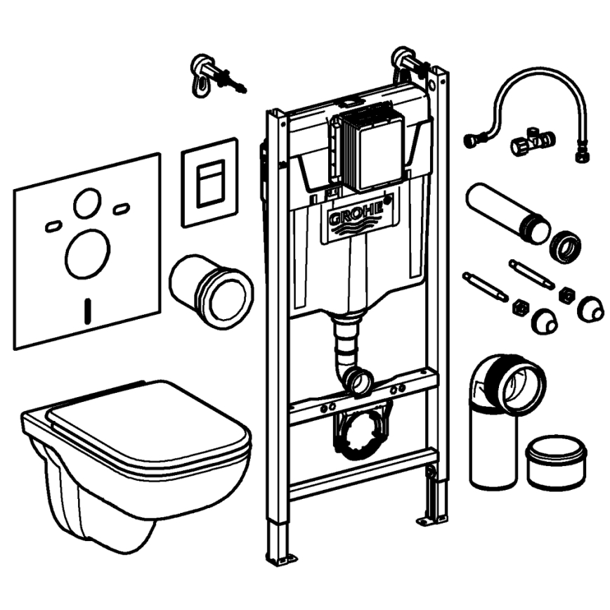 GROHE 39816000 - Σετ για WC SOLIDO COMPACT 1,13 m κεραμικό/λευκό