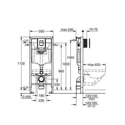GROHE 39817000 - Σετ για WC SOLIDO 1,13 m κεραμικό/λευκό