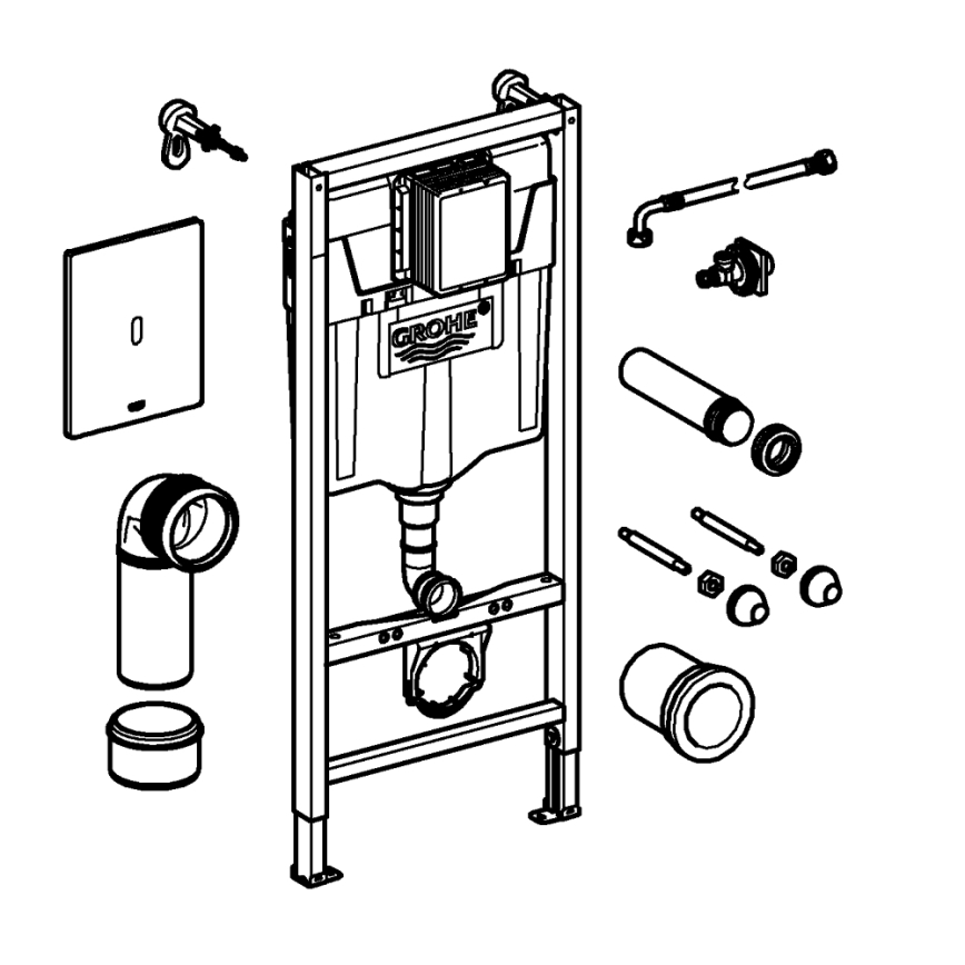 GROHE 39883000 - Εγκατάσταση προτοίχισης SOLIDO 1,13 m γυαλιστερό χρώμιο