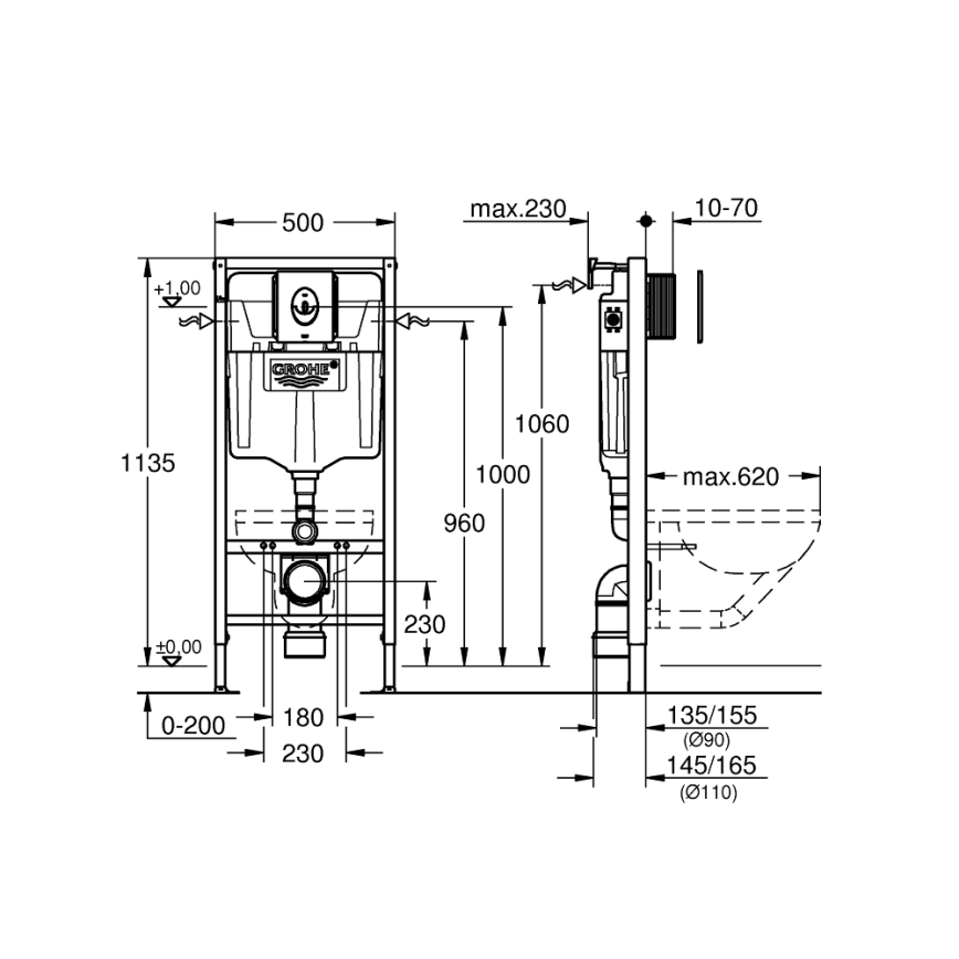 GROHE 39883000 - Εντοιχιζόμενη εγκατάσταση SOLIDO 1,13 m γυαλιστερό χρώμιο