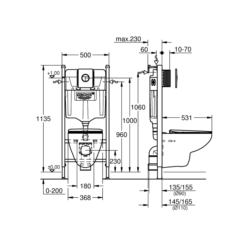 GROHE 39900000 - Σετ 6 σε 1 SOLIDO 1,13 m κεραμικό/λευκό