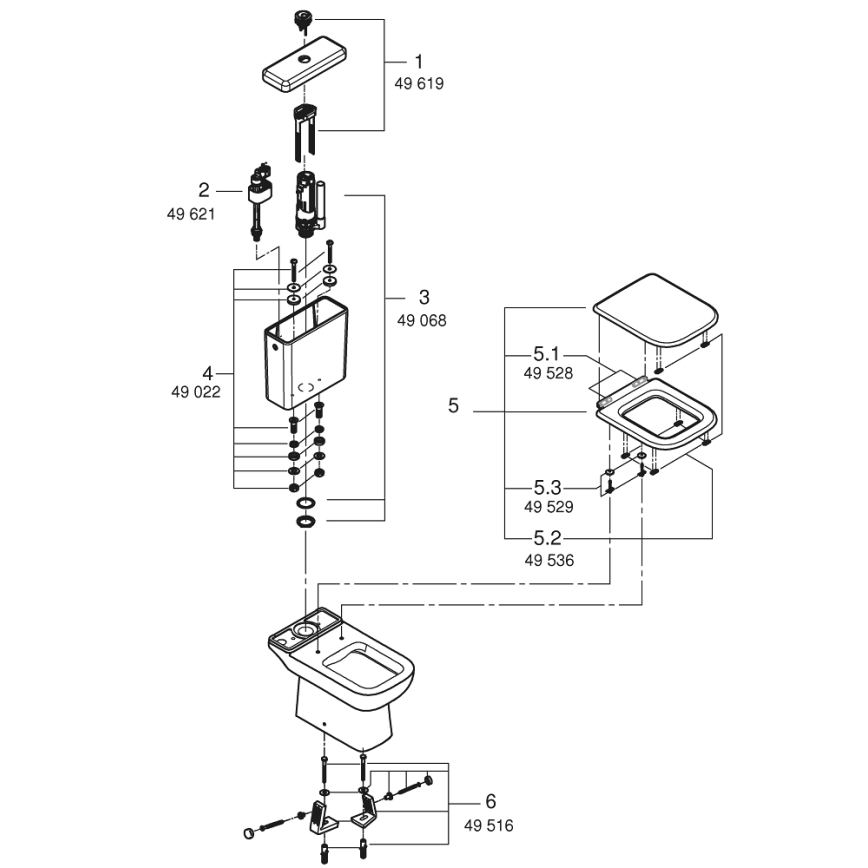 GROHE 39951000 - Συνδυαστικό WC START EDGE 384 × 668 mm κεραμική/λευκή
