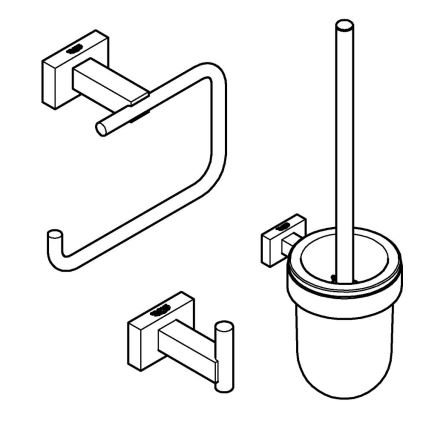 GROHE 40757001 - Σετ αξεσουάρ ESSENTIALS CUBE, γυαλιστερό χρώμιο