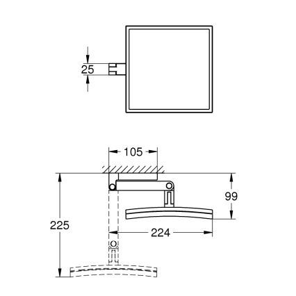 GROHE 40808000 - Καθρέφτης μακιγιάζ SELECTION CUBE 22,3 × 22,3 cm γυαλιστερό χρώμιο