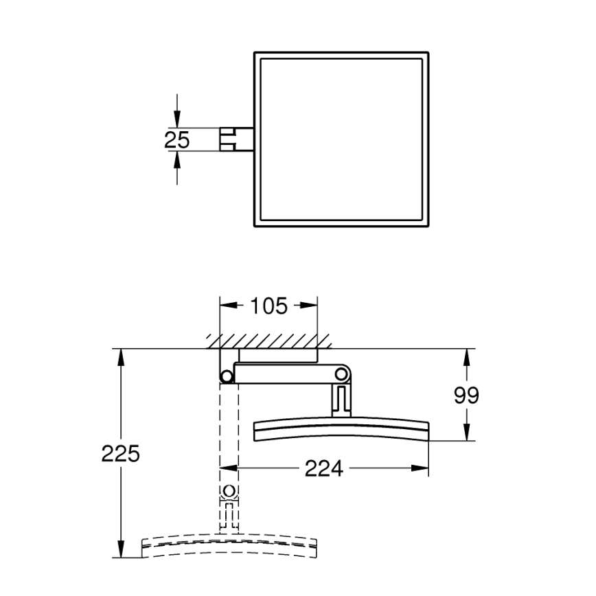 GROHE 40808000 - Καθρέφτης μακιγιάζ SELECTION CUBE 22,3 × 22,3 cm γυαλιστερό χρώμιο