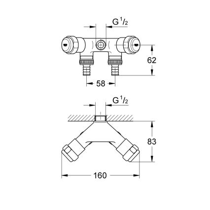 GROHE 41020000 - Διπλή βαλβίδα EGGEMANN 12” σε γυαλιστερό χρώμιο