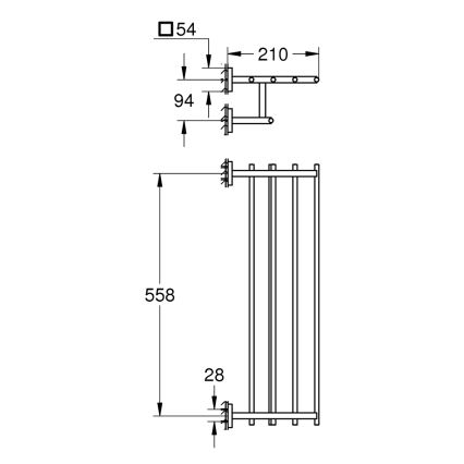 GROHE 41099000 - Πολλαπλή κρεμάστρα πετσετών START CUBE 600 mm γυαλιστερό χρώμιο