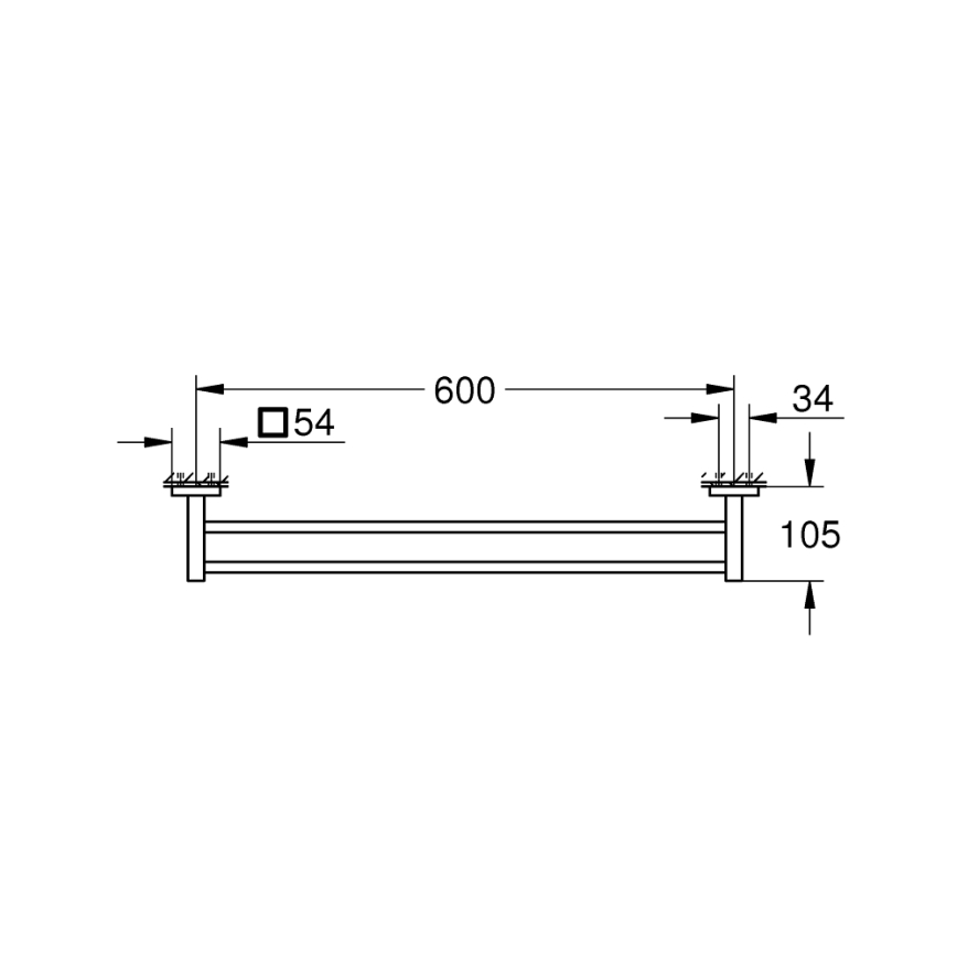 GROHE 41104DC0 - Διπλή πετσετοθήκη QUICKFIX START CUBE 654 mm από ανοξείδωτο ατσάλι