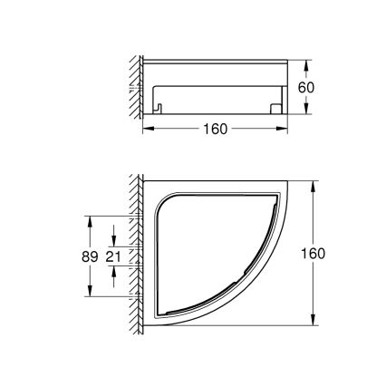 GROHE 411062430 - Γωνιακή ραφιέρα για ντους ESSENTIALS 250 × 250 mm μαύρη