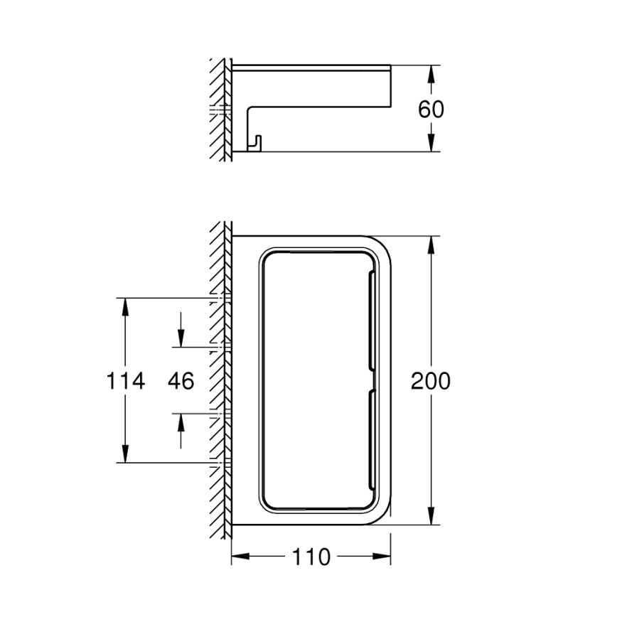GROHE 411072430 - Ράφι για ντους START CUBE 200 mm, μαύρο