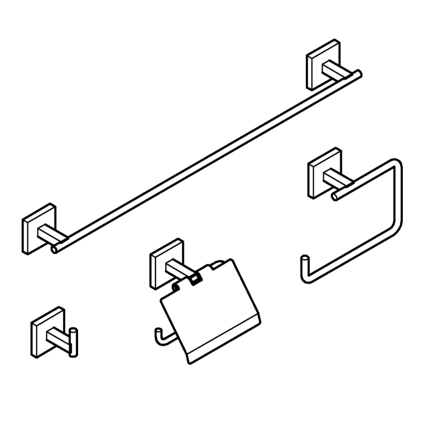 GROHE 41115000 - Σετ αξεσουάρ START CUBE 558 mm, γυαλισμένο χρώμιο