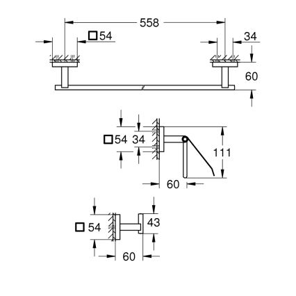 GROHE 41124000 - Σετ αξεσουάρ START CUBE 558 mm γυαλιστερό χρώμιο