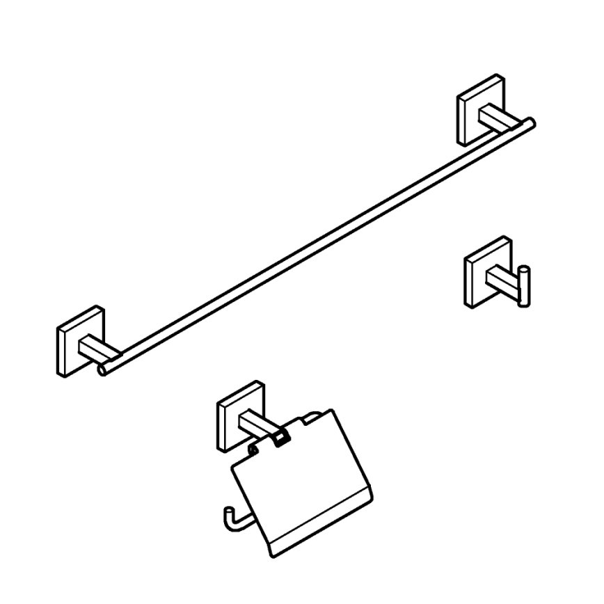 GROHE 41124DC0 - Σετ αξεσουάρ START CUBE 558 mm από ανοξείδωτο χάλυβα
