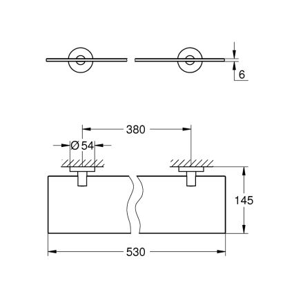 GROHE 412022430 - Γυάλινο ράφι START 530 mm μαύρο