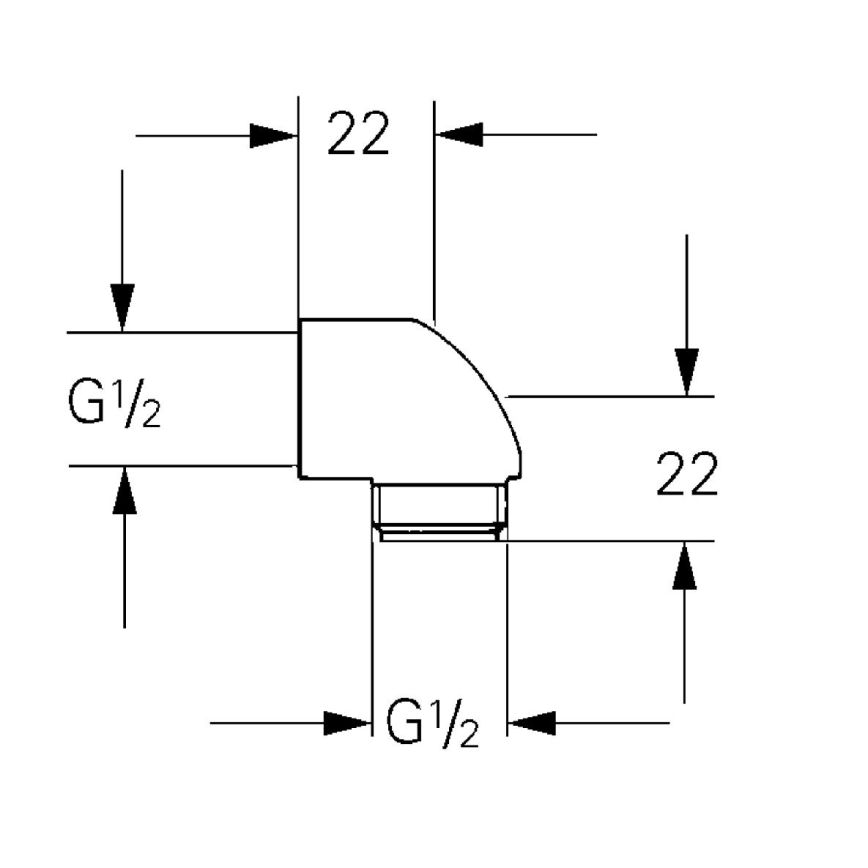 GROHE 45304000 - Γωνιακός σύνδεσμος ντους DN 15 × DN 15 γυαλιστερό χρώμιο