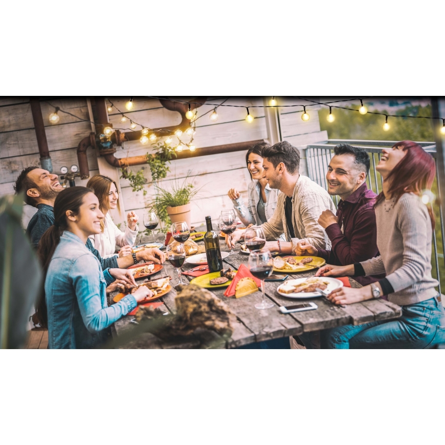 Grundig - Ρυθμιζόμενη αλυσίδα LED με ηλιακή ενέργεια 50xLED/8 λειτουργίες 9,35μ ζεστό λευκό 1200 mAh + τηλεχειριστήριο