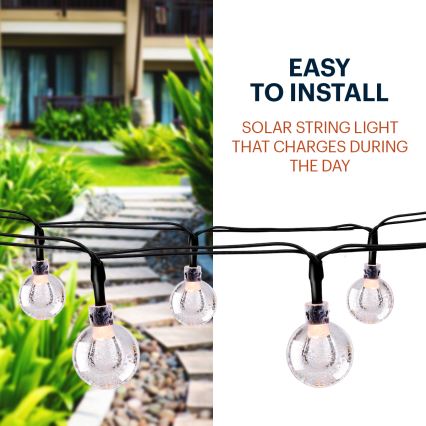 Grundig - LED Ηλιακή γιρλάντα 50xLED/8 λειτουργίες 6,9μ ζεστό λευκό 600 mAh