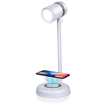 Grundig - LED επιτραπέζιο φωτιστικό με ασύρματη φόρτιση και ηχείο 3σε1 LED/15W/5V