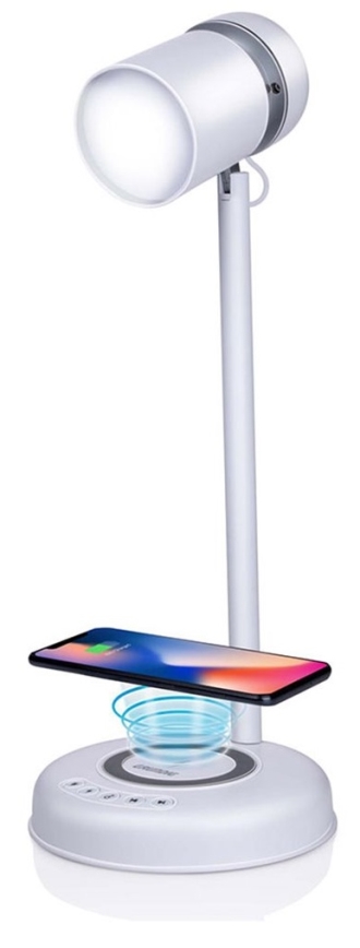 Grundig - LED επιτραπέζιο φωτιστικό με ασύρματη φόρτιση και ηχείο 3σε1 LED/15W/5V