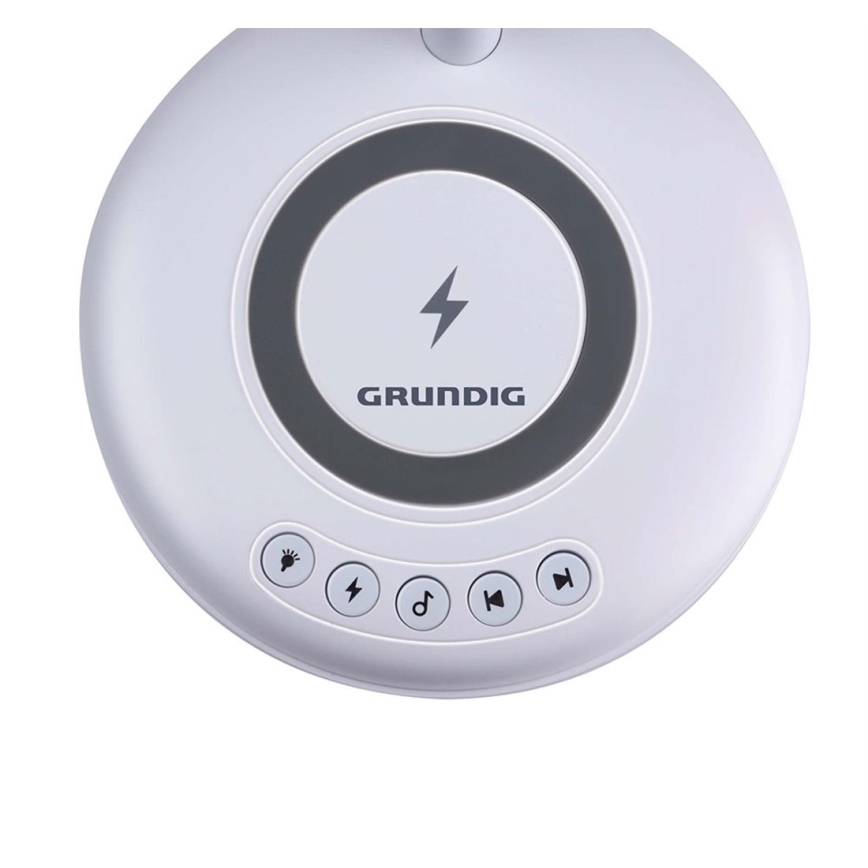 Grundig - LED επιτραπέζιο φωτιστικό με ασύρματη φόρτιση και ηχείο 3σε1 LED/15W/5V