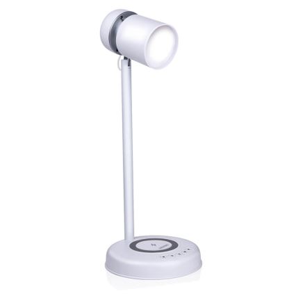 Grundig - LED επιτραπέζιο φωτιστικό με ασύρματη φόρτιση και ηχείο 3σε1 LED/15W/5V
