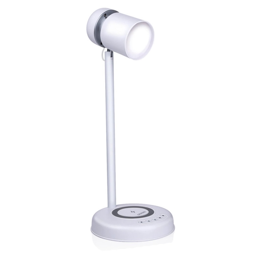 Grundig - LED επιτραπέζιο φωτιστικό με ασύρματη φόρτιση και ηχείο 3σε1 LED/15W/5V