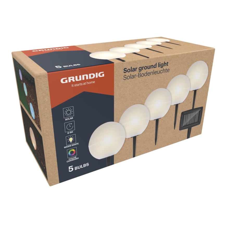 Grundig - ΣΕΤ 5x LED RGBW  Ηλιακό φωτιστικό LED/3,2V IP44