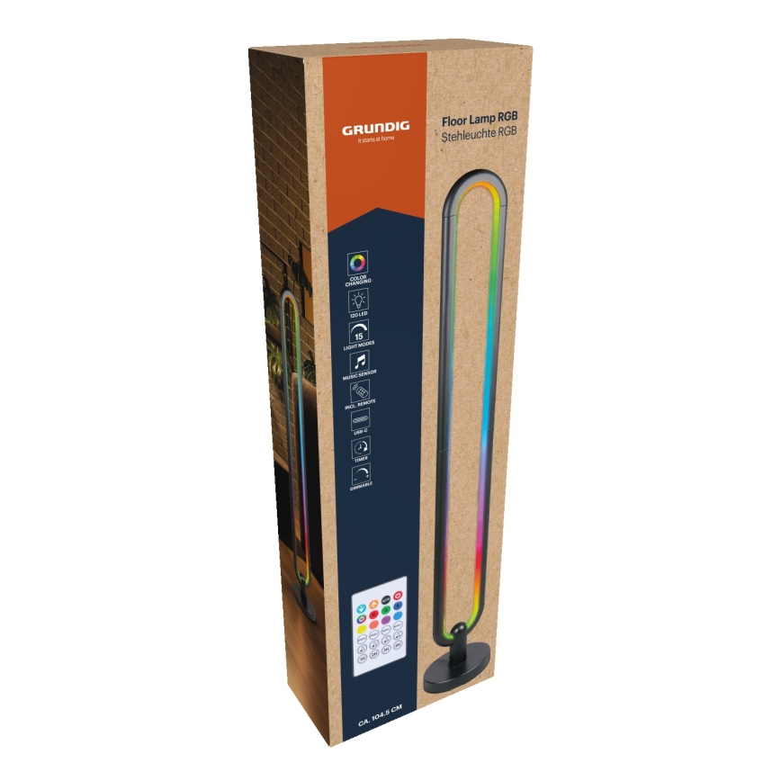 Grundig - LED RGB Ρυθμιζόμενο Φωτιστικό Δαπέδου LED/8W/5V + τηλεχειριστήριο