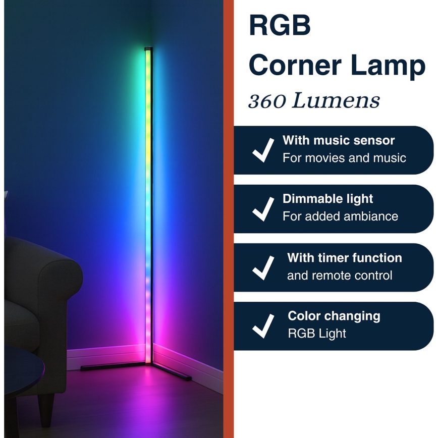 Grundig - Επιδαπέδιο φωτιστικό LED RGBW ρυθμιζόμενης έντασης LED/6W/230V + τηλεχειριστήριο