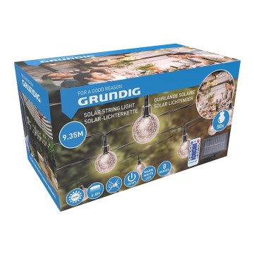 Grundig - Ρυθμιζόμενη αλυσίδα LED με ηλιακή ενέργεια 50xLED/8 λειτουργίες 9,35μ ζεστό λευκό 1200 mAh + τηλεχειριστήριο
