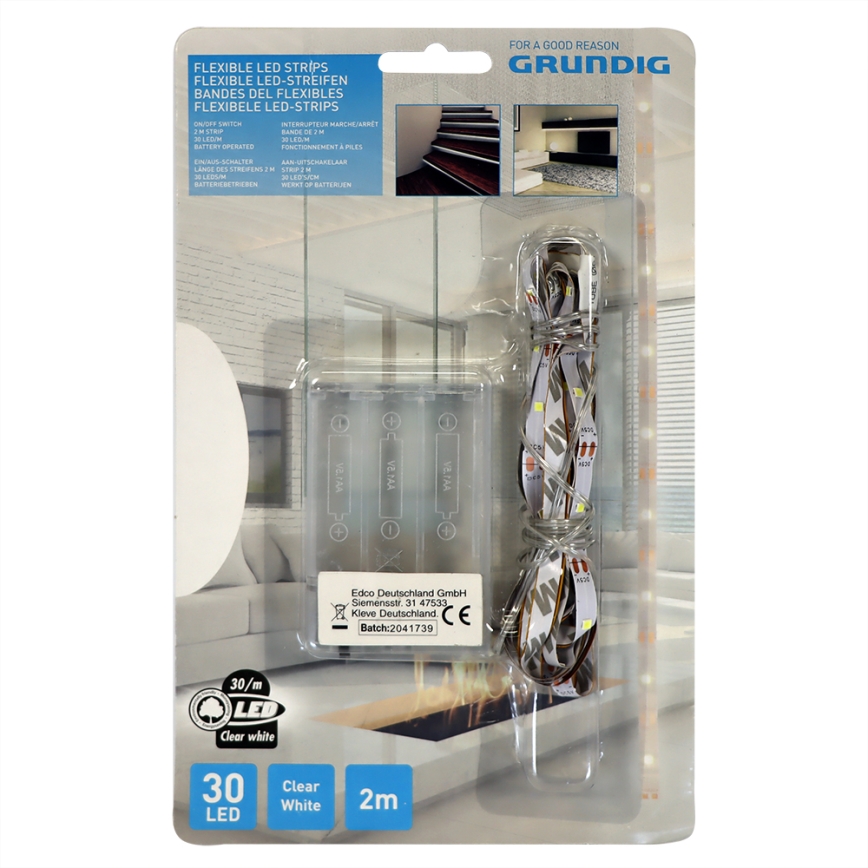 Grundig - Ταινία LED 2m LED/3xAA φως ημέρας