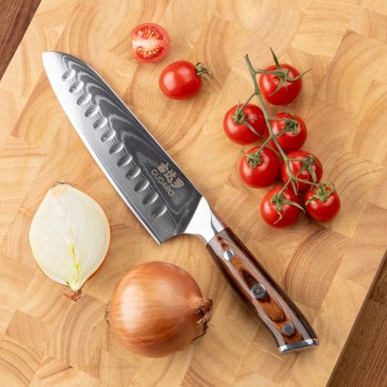Gudaro - ΣΕΤ 2x δαμασκηνό Santoku μαχαίρι FENG 7,5, 67 στρώσεις χάλυβα, μήκος 18 cm + 1x ΔΩΡΕΑΝ δαμασκηνό μαχαίρι για φρούτα FENG 3,5, 67 στρώσεις χάλυβα, μήκος 9,5 cm