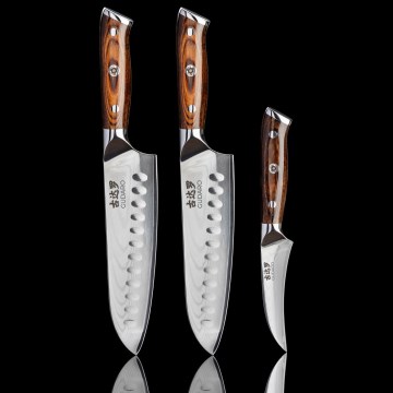 Gudaro - ΣΕΤ 2x δαμασκηνό Santoku μαχαίρι FENG 7,5
